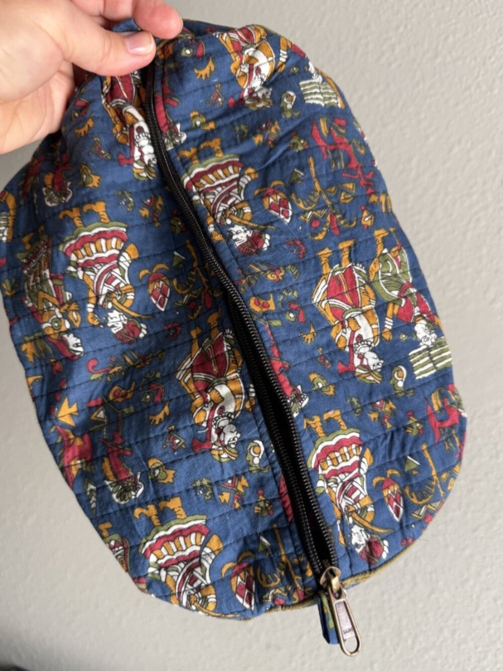 Karma Highway Quilted Makeup Bag - Blue Print - NWOT